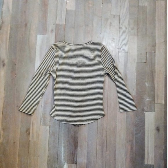 Striped Henley Button Front Thermal Shirt Three Quarter Sleeve Small NWOT - Picture 2 of 6